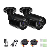 2-Pack 2MP 1080P HD Cámaras de Seguridad Kit TVI/CVI/AHD Interior Exterior, negro