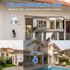 Cámara de seguridad 1080P - giro e inclinación, visión nocturna por infrarrojos, fácil instalación, exterior, resistente al agua Blanco