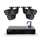 Kit De 6 Cámaras De Vigilancia Con DVR De 8 Canales, Preinstalado Con Disco Duro De 1TB, 1080p Alta Definición, Visión Nocturna De 130 Pies, Gran Angular De 105°, Acceso Remoto, IP66 Impermeable