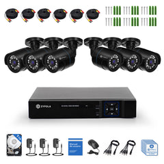 Kit De 6 Cámaras De Vigilancia Con DVR De 8 Canales, Preinstalado Con Disco Duro De 500 GB, 1080p Alta Definición, Visión Nocturna De 130 Pies, Gran Angular De 105°, Acceso Remoto, IP66 Impermeable