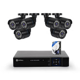 Kit De 6 Cámaras De Vigilancia Con DVR De 8 Canales, Preinstalado Con Disco Duro De 500 GB, 1080p Alta Definición, Visión Nocturna De 130 Pies, Gran Angular De 105°, Acceso Remoto, IP66 Impermeable