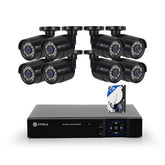 Kit De 8 Cámaras De Vigilancia Con DVR De 8 Canales, Preinstalado Con Disco Duro De 1TB, 1080p Alta Definición, Visión Nocturna De 130 Pies, Gran Angular De 105°, Acceso Remoto, IP66 Impermeable