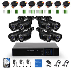 Kit De 8 Cámaras De Vigilancia Con DVR De 8 Canales, Preinstalado Con Disco Duro De 1TB, 1080p Alta Definición, Visión Nocturna De 130 Pies, Gran Angular De 105°, Acceso Remoto, IP66 Impermeable