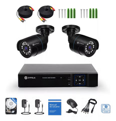 Kit De 2 Cámaras De Vigilancia Con DVR De 4 Canales, Preinstalado Con Disco Duro De 500GB, 1080p Alta Definición, Visión Nocturna De 130 Pies, Gran Angular De 105°, Acceso Remoto, IP66 Impermeable