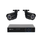 Kit De 2 Cámaras De Vigilancia Con DVR De 8 Canales, 1080p Alta Definición, Visión Nocturna De 130 Pies, Gran Angular De 105°, Acceso Remoto, IP66 Impermeable
