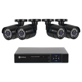Kit De 4 Cámaras De Vigilancia Con DVR De 4 Canales, 1080p Alta Definición, Visión Nocturna De 130 Pies, Gran Angular De 105°, Acceso Remoto, IP66 Impermeable