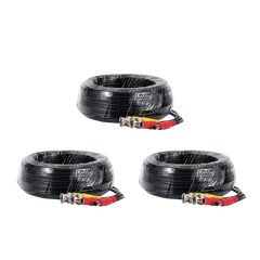 3-Pack Todo-en-Uno BNC Video Power CCTV Cables de la cámara 20m