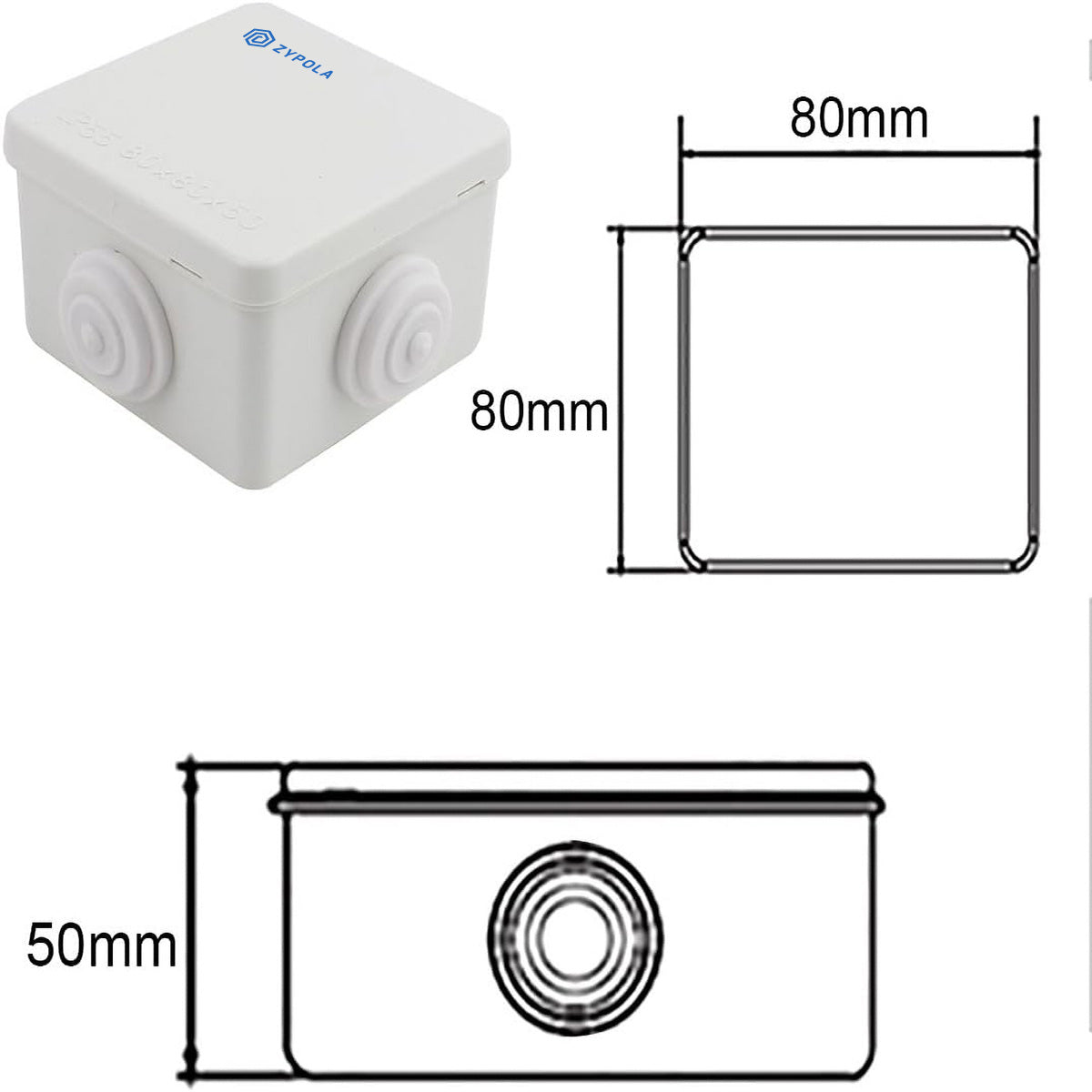 Cajas Estancas Ip55 Para Conexiones Cctv En Exterior, 80x80, 10 Pzs