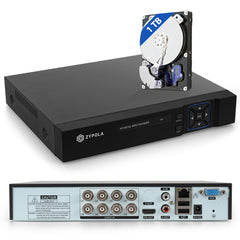 DVR De 8 Canales De Vigilancia, Híbrido 5 En 1 CCTV, Preinstalado Con Disco Duro De 1TB, 1080p Lite Alta Definición, Full HD HDMI Y VGA, Acceso Remoto, IP66 Impermeable