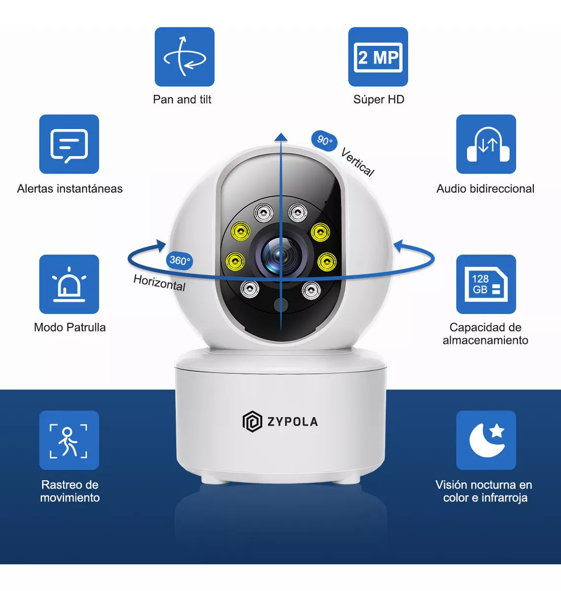 Cámara Wifi 1080p Con Visión Nocturna En Color Y Giro 360°