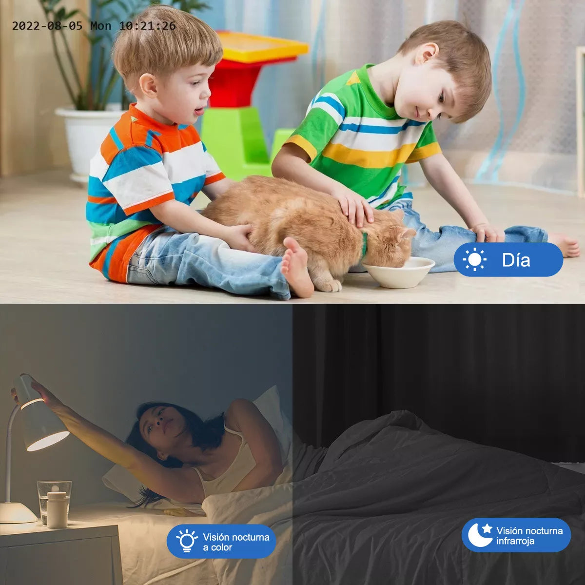 Cámara Wifi 1080p Con Visión Nocturna En Color Y Giro 360°