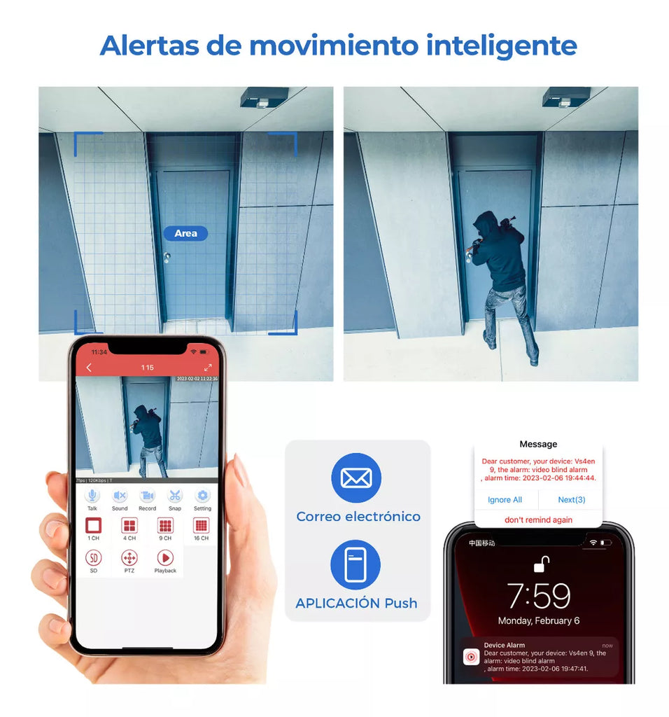 Kit De 2 Cámaras De Vigilancia Con DVR De 4 Canales, Preinstalado Con Disco Duro De 1TB, 1080p Alta Definición, Visión Nocturna De 130 Pies, Gran Angular De 105°, Acceso Remoto, IP66 Impermeable