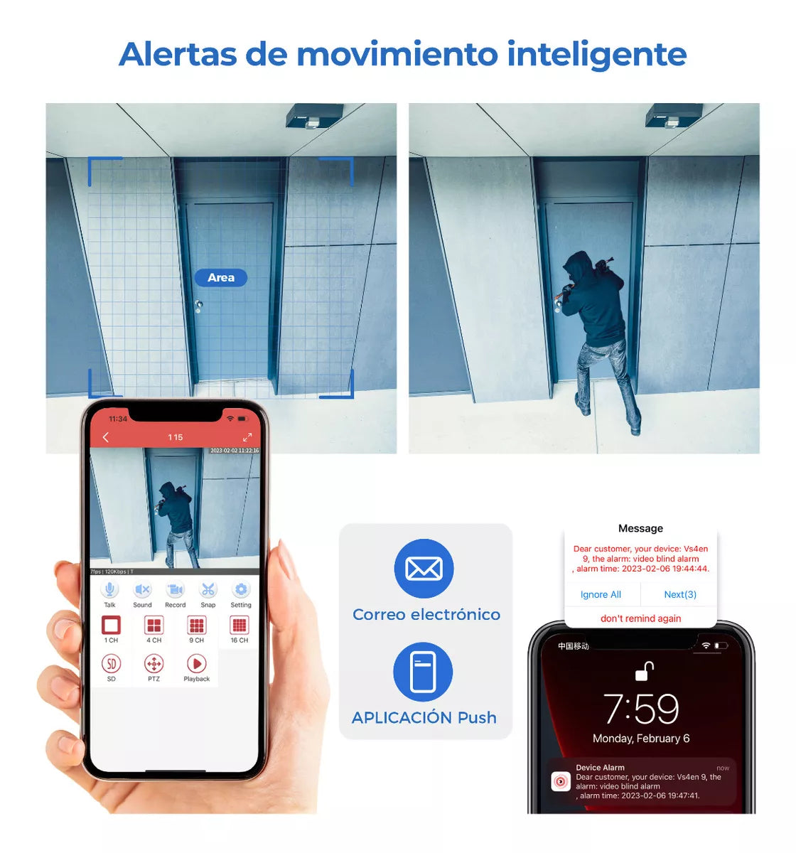Kit De 4 Cámaras De Vigilancia Con DVR De 8 Canales, 1080p Alta Definición, Visión Nocturna De 130 Pies, Gran Angular De 105°, Acceso Remoto, IP66 Impermeable