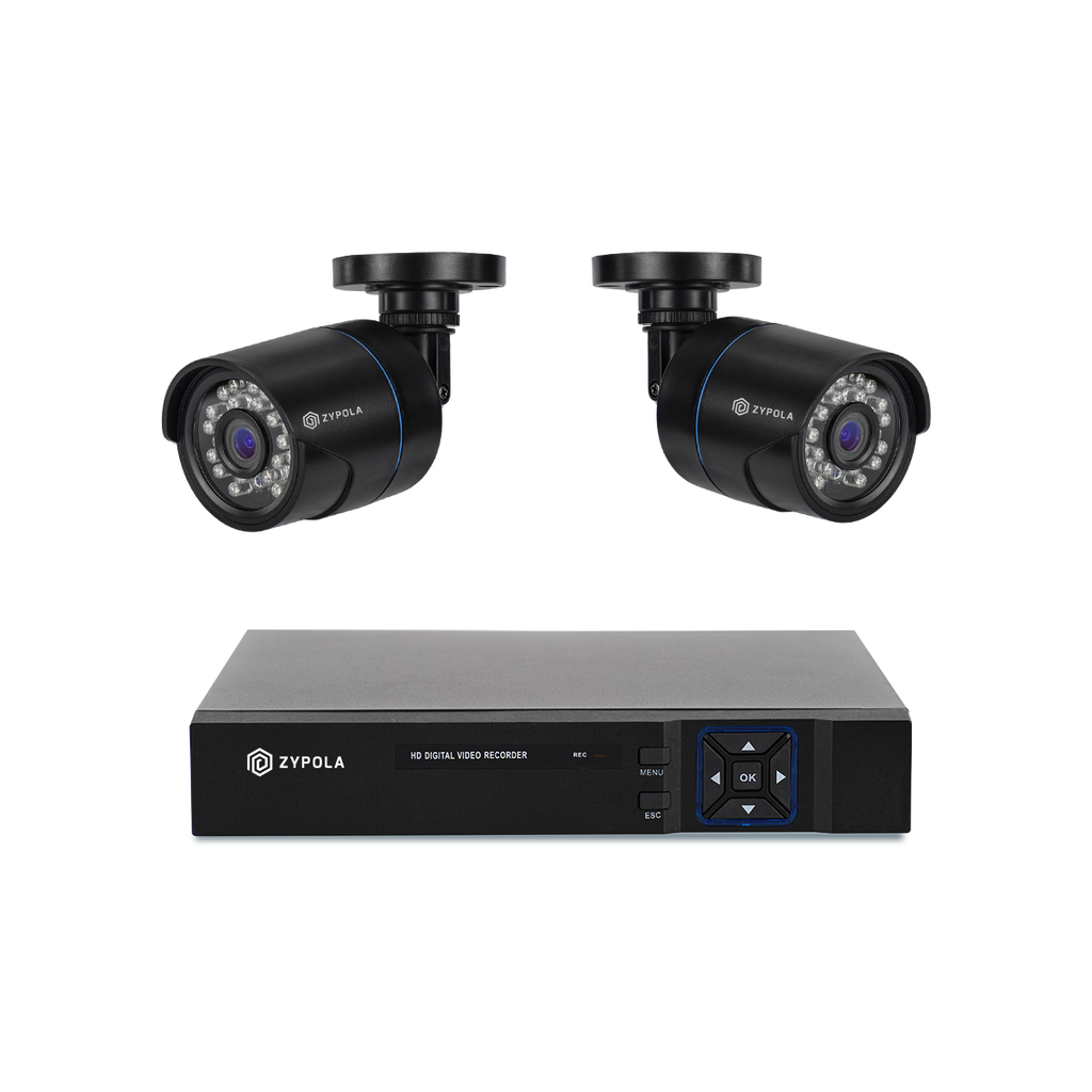 Kit De 2 Cámaras De Vigilancia Con DVR De 8 Canales, 1080p Alta Definición, Visión Nocturna De 130 Pies, Gran Angular De 105°, Acceso Remoto, IP66 Impermeable