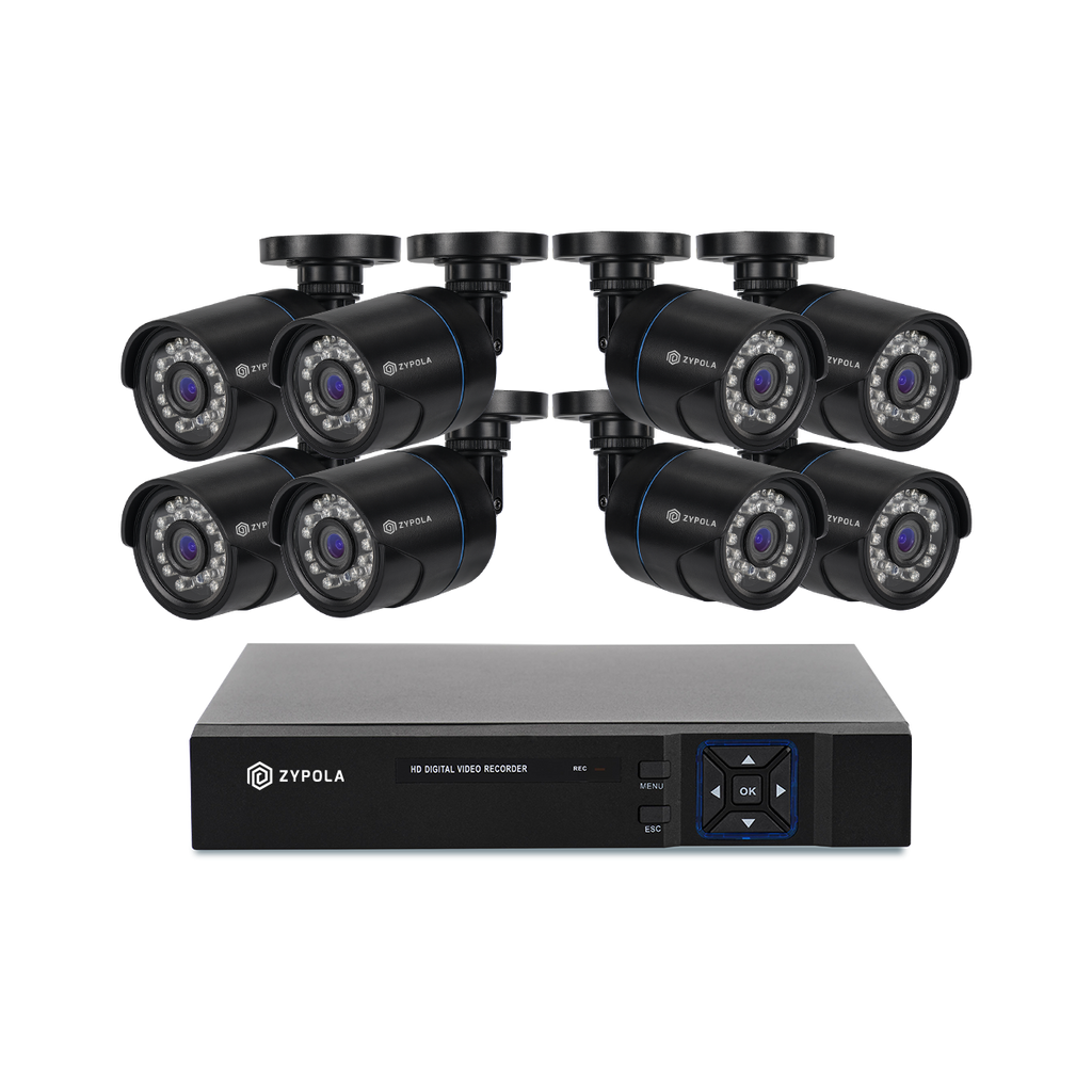 Kit De 8 Cámaras De Vigilancia Con DVR De 8 Canales, Preinstalado Con Disco Duro De 500 GB, 1080p Alta Definición, Visión Nocturna De 130 Pies, Gran Angular De 105°, Acceso Remoto, IP66 Impermeable