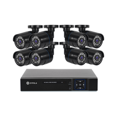 Kit De 8 Cámaras De Vigilancia Con DVR De 8 Canales, Preinstalado Con Disco Duro De 500 GB, 1080p Alta Definición, Visión Nocturna De 130 Pies, Gran Angular De 105°, Acceso Remoto, IP66 Impermeable