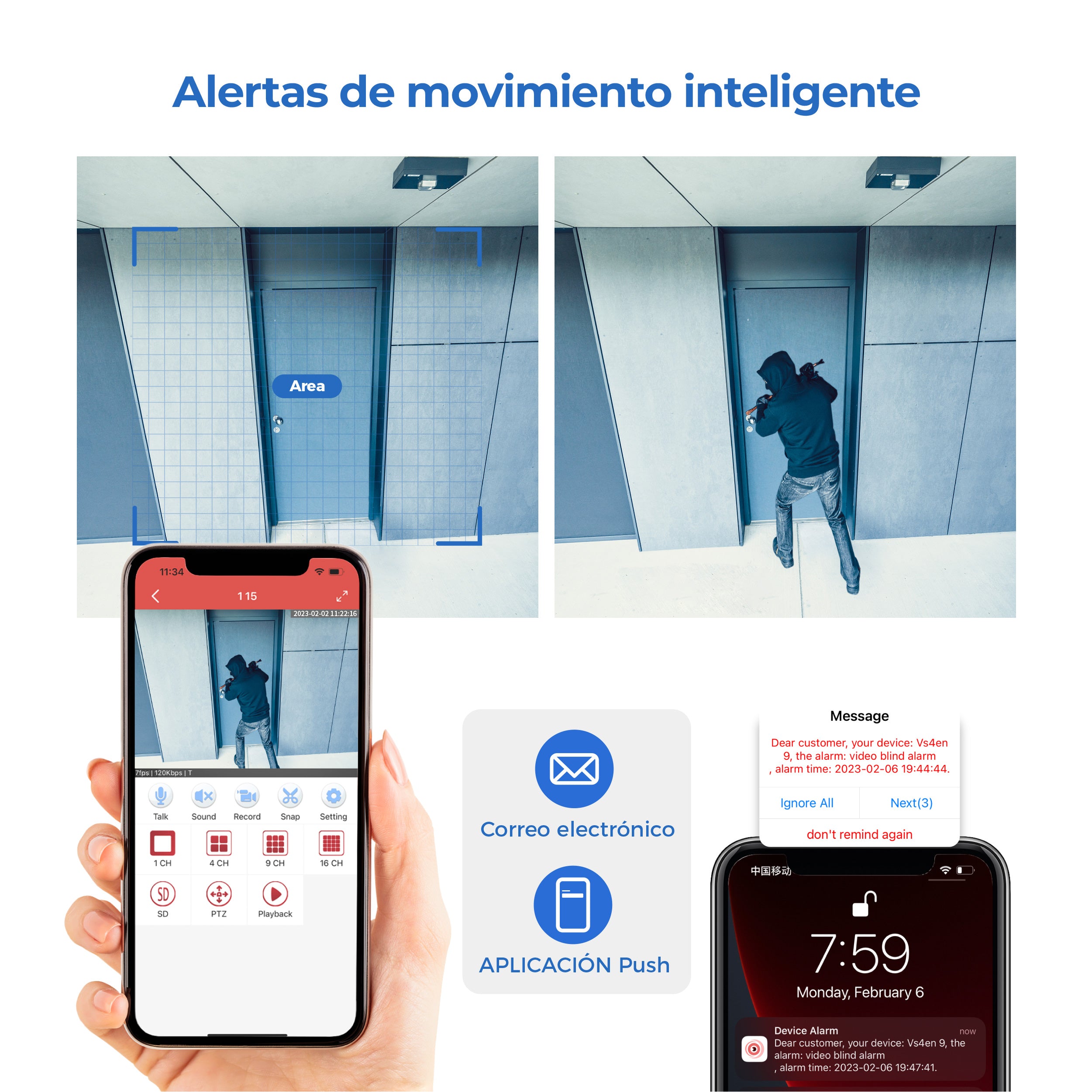Kit De 6 Cámaras De Vigilancia Con DVR De 8 Canales, 1080p Alta Definición, Visión Nocturna De 130 Pies, Gran Angular De 105°, Acceso Remoto, IP66 Impermeable